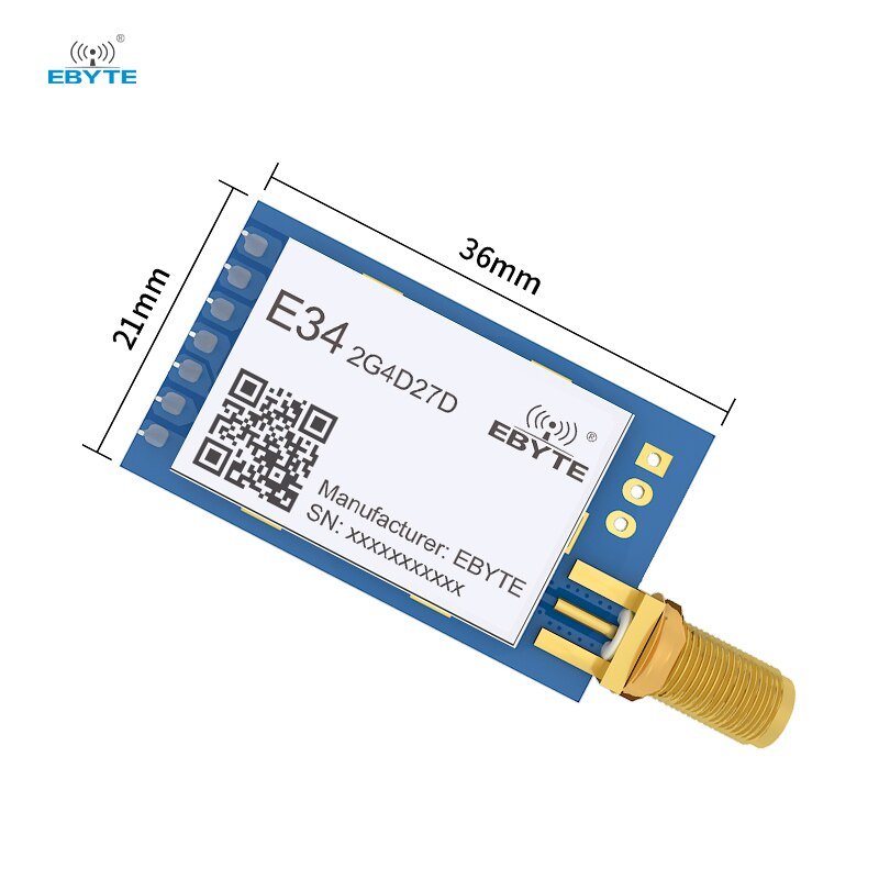 nRF24L01+ 2.4G UART Wireless Module E34-2G4D27D Full Duplex High-Speed Transmission 27dBm Ebyte GFSK DIP 5KM Wireless Module - EBYTE