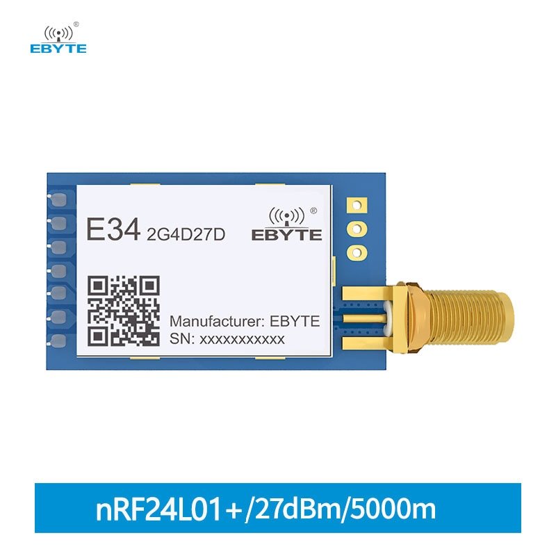 nRF24L01+ 2.4G UART Wireless Module E34-2G4D27D Full Duplex High-Speed Transmission 27dBm Ebyte GFSK DIP 5KM Wireless Module - EBYTE