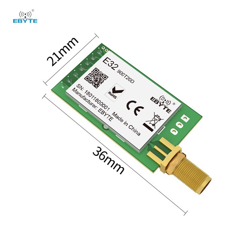 SX1276 LoRa Module 868MHz 915M EBYTE E32-900T20D-V8.X 100mW Long Range IoT uhf Wireless Transceiver Transmitter SMA Antenna - EBYTE